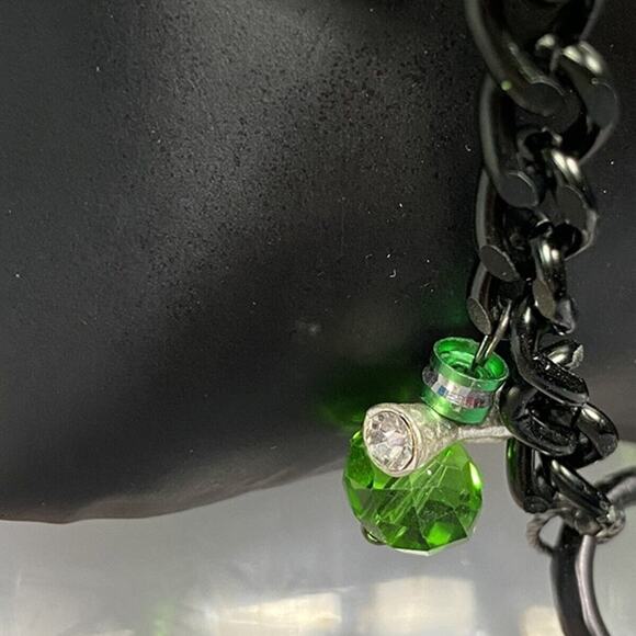 Hand Embellished Necklace eyeball bow, crystal lace pendant guitar pick beads - Picture 9 of 10